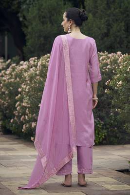 Vredevogel  women kurta and pant sets viscose rayon silk blend with neck handwork 2