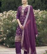 Vredevogel  women kurta and pant sets viscose rayon silk blend with neck handwork