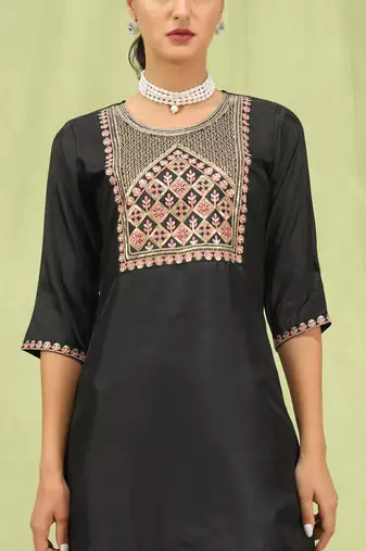 Vredevogel   women kurta and trousers pant set silk blend