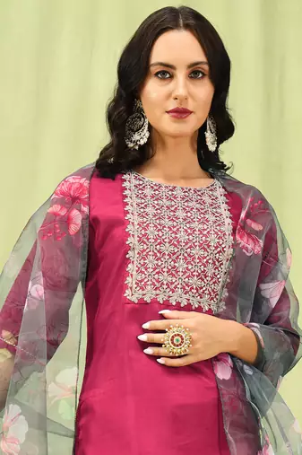 Vredevogel   women kurta and trousers pant set silk blend
