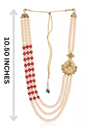   groom sherwani necklace moti mala layered for wedding | groom mala with brooch set