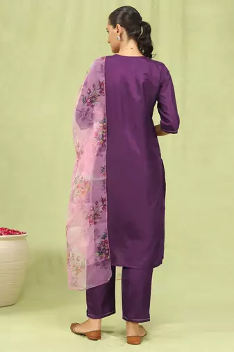 Vredevogel   women kurta and trousers pant set silk blend