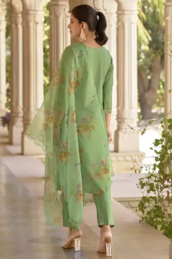 Vredevogel   women kurta and trousers pant set silk blend
