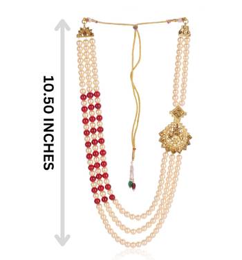   groom sherwani necklace moti mala layered for wedding | groom mala with brooch set 5