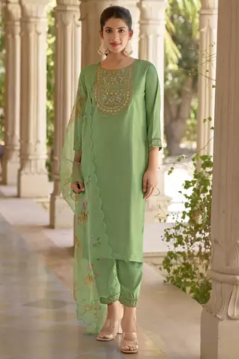 Vredevogel   women kurta and trousers pant set silk blend