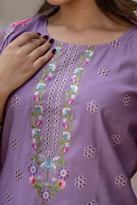 Vredevogel  women kurta and pant sets viscose roman silk fabric 3
