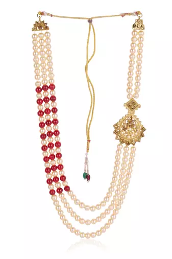   groom sherwani necklace moti mala layered for wedding | groom mala with brooch set