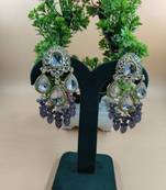   grey beads Kundan Mirror Jhumka beautiful chaandbalis for wo 