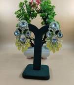   yellow beads Kundan Mirror Jhumka beautiful chaandbalis for wo 