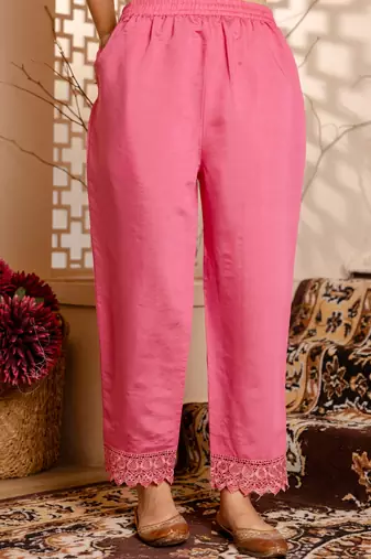 Vredevogel  women kurta and pant sets viscose roman silk fabric