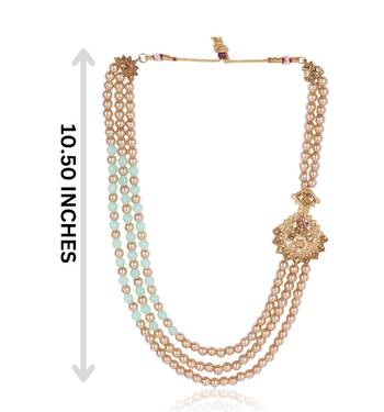   groom sherwani necklace moti mala layered for wedding | groom mala with brooch set 5