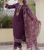 Vredevogel  women kurta and pant sets viscose roman silk fabric
