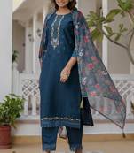 Vredevogel  women kurta and pant sets viscose roman silk fabric