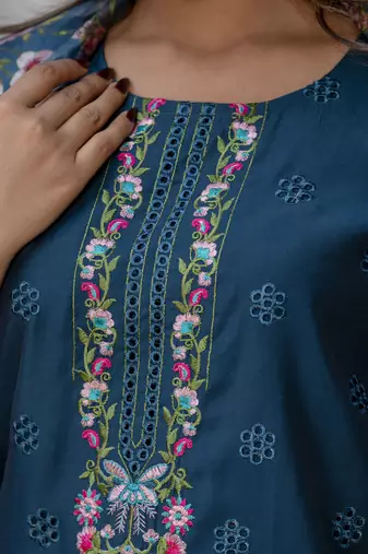 Vredevogel  women kurta and pant sets viscose roman silk fabric