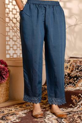 Vredevogel  women kurta and pant sets viscose roman silk fabric 4