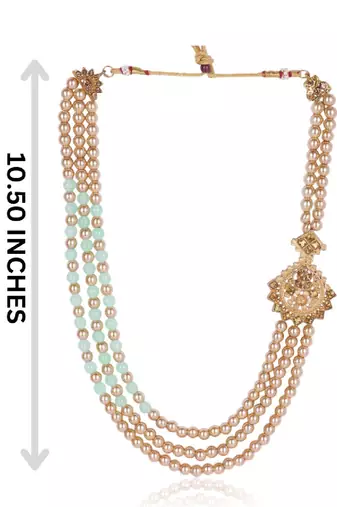   groom sherwani necklace moti mala layered for wedding | groom mala with brooch set