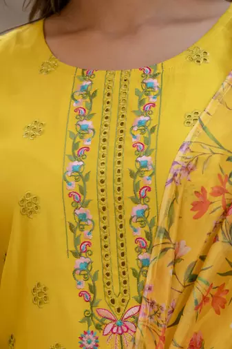 Vredevogel  women kurta and pant sets viscose roman silk fabric