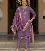 Vredevogel  women kurta and pant sets viscose roman silk fabric