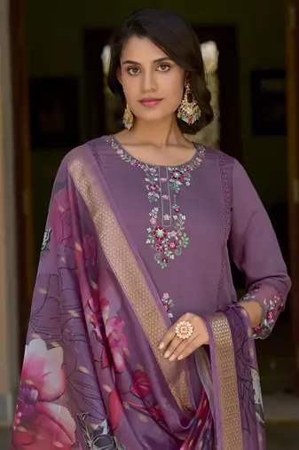 Vredevogel  women kurta and pant sets viscose roman silk fabric