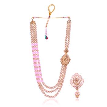   groom sherwani necklace moti mala layered for wedding | groom mala with brooch set 2