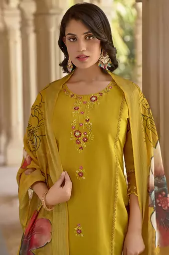 Vredevogel  women kurta and pant sets viscose roman silk fabric
