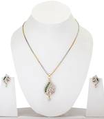 AD calcutta Jewelry Green Stone Locket Set