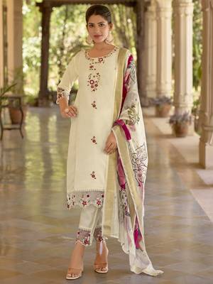 Vredevogel  women kurta and pant sets viscose roman silk fabric 1
