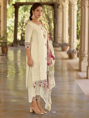 Vredevogel  women kurta and pant sets viscose roman silk fabric 4