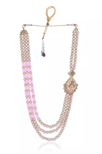   groom sherwani necklace moti mala layered for wedding | groom mala with brooch set