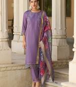 Vredevogel  women   s viscose roman silk embroidery straight kurta pant with dupatta set