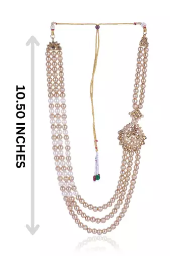   groom sherwani necklace moti mala layered for wedding | groom mala with brooch set