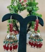   Premium Mogra Bali Jhumka- Maroon Green COLOUR
