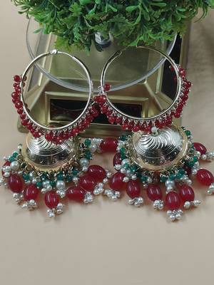   Premium Mogra Bali Jhumka- Maroon Green COLOUR 2