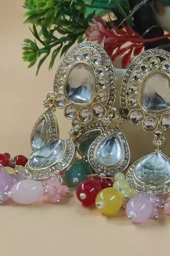   Multy beads Kundan Mirror Jhumka beautiful chaandbalis for wo 