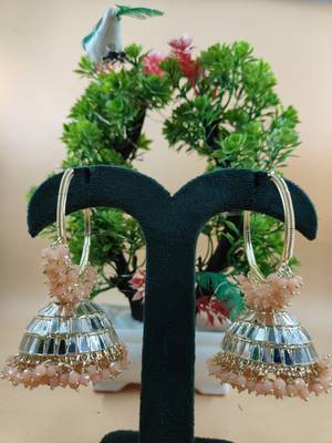   Big Jhumka earrings for wo  ethnic and occasional wear- PEACH COLOUR 1