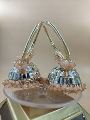   Big Jhumka earrings for wo  ethnic and occasional wear- PEACH COLOUR 2