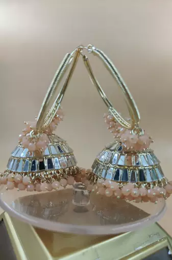   Big Jhumka earrings for wo  ethnic and occasional wear- PEACH COLOUR