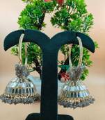   Big Jhumka earrings for wo  ethnic and occasional wear- GREY COLOUR
