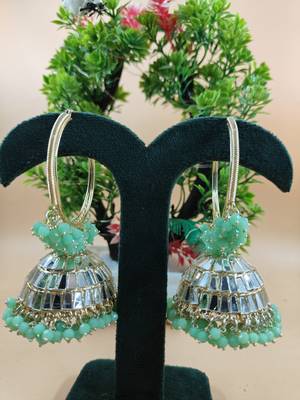   Big Jhumka earrings for wo  ethnic and occasional wear- PISTA COLOUR 1