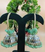   Big Jhumka earrings for wo  ethnic and occasional wear- PISTA COLOUR