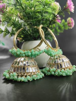   Big Jhumka earrings for wo  ethnic and occasional wear- PISTA COLOUR 2