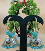   Big Jhumka earrings for wo  ethnic and occasional wear- Ferozi Colour