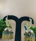   Premium Mogra Bali Jhumka- Yellow Green Colour