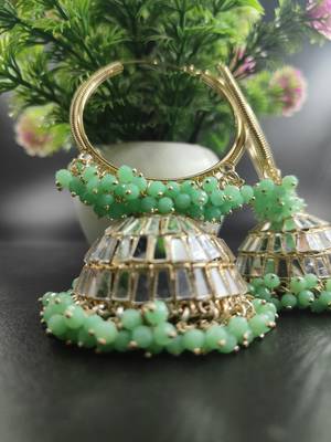   Big Jhumka earrings for wo  ethnic and occasional wear- PISTA COLOUR 3