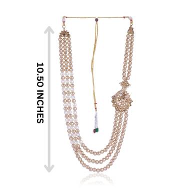   groom sherwani necklace moti mala layered for wedding | groom mala with brooch set 5
