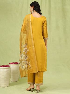 Vredevogel  women   s viscose roman silk embroidery straight kurta pant with dupatta set 2