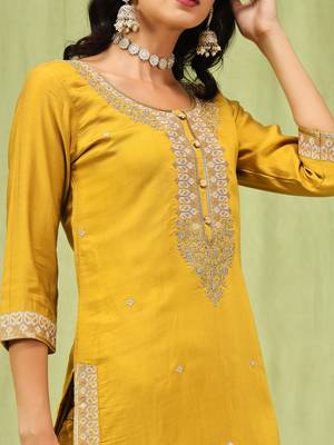 Vredevogel  women   s viscose roman silk embroidery straight kurta pant with dupatta set 3