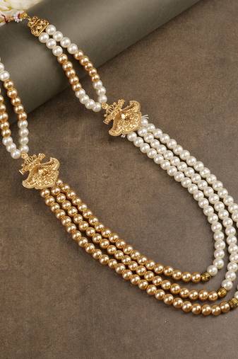   groom sherwani necklace moti mala layered for wedding | groom mala with brooch set