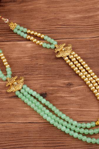   groom sherwani necklace moti mala layered for wedding | groom mala with brooch set