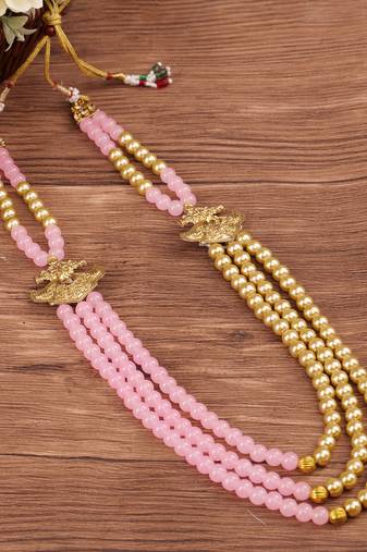   groom sherwani necklace moti mala layered for wedding | groom mala with brooch set